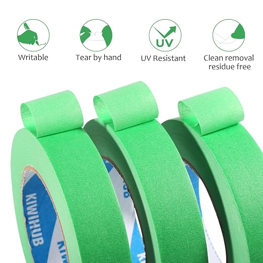 Green Painters Tape, 1 inch x 60 Yards x 5 Rolls - Image 5