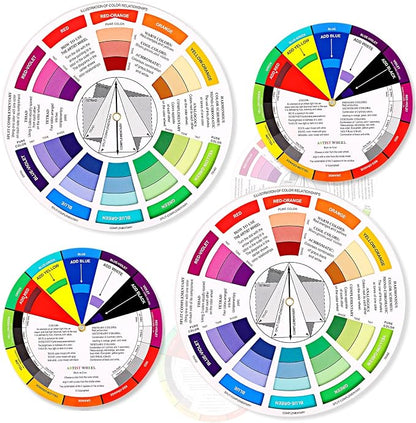 4 Pcs Color Wheel, Paint Mixing Learning Guide Art Class Teaching Tool by Nezyo