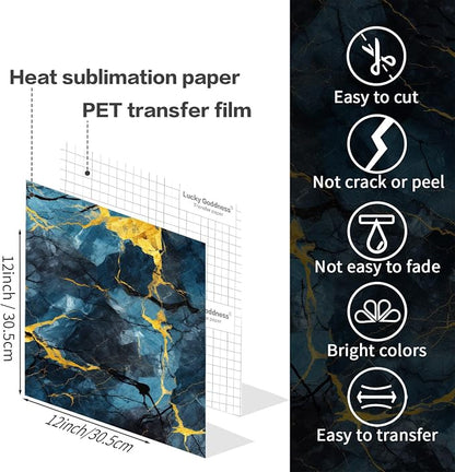 Sublimation Transfer Sheets for Heat Press Machine, 12x12 Inch Blue Marble - Image 7