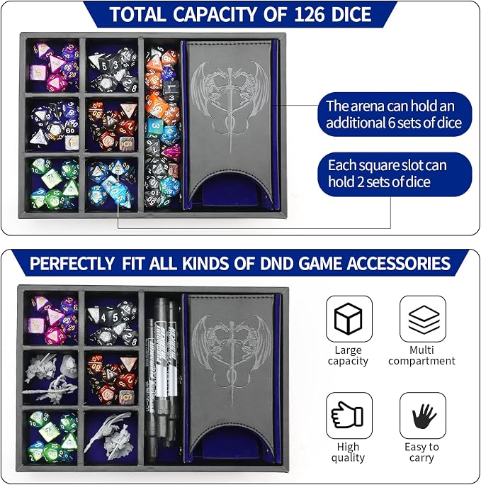3 in 1 Dice Tray with Lid, Portable Dice Box Storage - Image 2