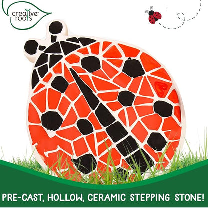 Creative Roots Mosaic Ladybug Stone, Includes 7-Inch Ceramic Stepping Stone & 6 - Image 4