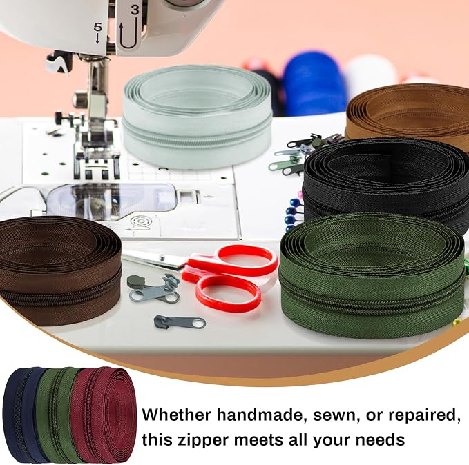 DOITEM 22.2 Yards/ 20 m 10 Pieces Assorted Colors #5 Nylon Coil Zippers - Image 5