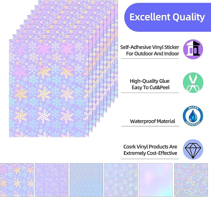 36 Sheets Holographic Sticker Paper, Transparent Overlay Lamination Sticker - Image 2