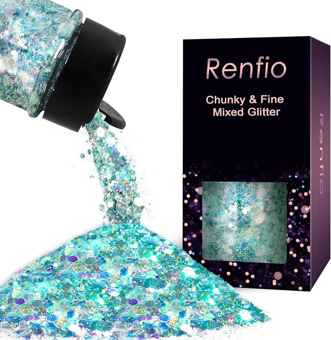Renfio Opal Chunky Glitter, 1.75oz/50g Blue High Sparkle by Renfio
