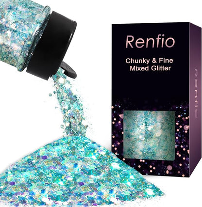 Renfio Opal Chunky Glitter, 1.75oz/50g Blue High Sparkle by Renfio