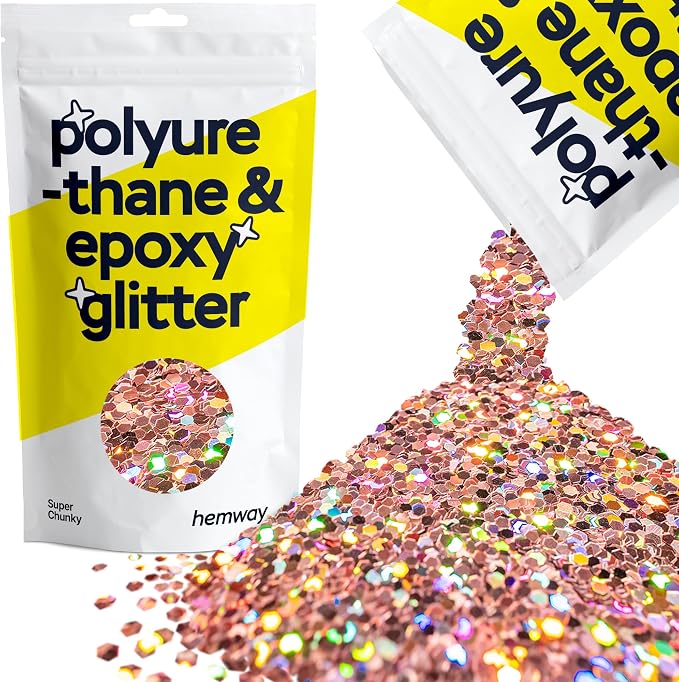 Hemway Glitter for Resin 100g Rose Gold Holographic Metallic Crystals for Epoxy by Hemway