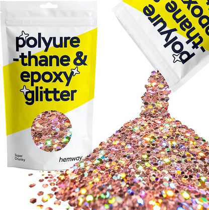 Hemway Glitter for Resin 100g Rose Gold Holographic Metallic Crystals for Epoxy by Hemway