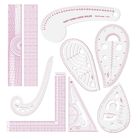 Fashion Clear Metric Sewing Ruler Set, French Curve Pattern Rulers by LINXIAO