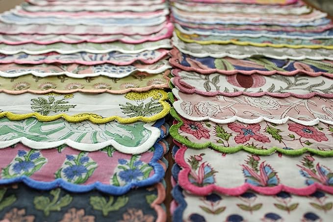 Ridhi Mix Random Hand Block Print Napkins 9" x 9" Set of 6 Reusable Cotton - Image 5