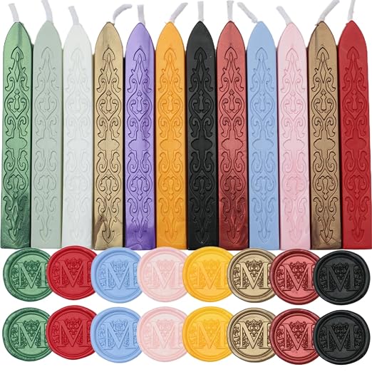 12Pcs Wax Sealing Sticks with Wicks, Mixed Wicks Waxsealsticks Wedding by ONWINPOR