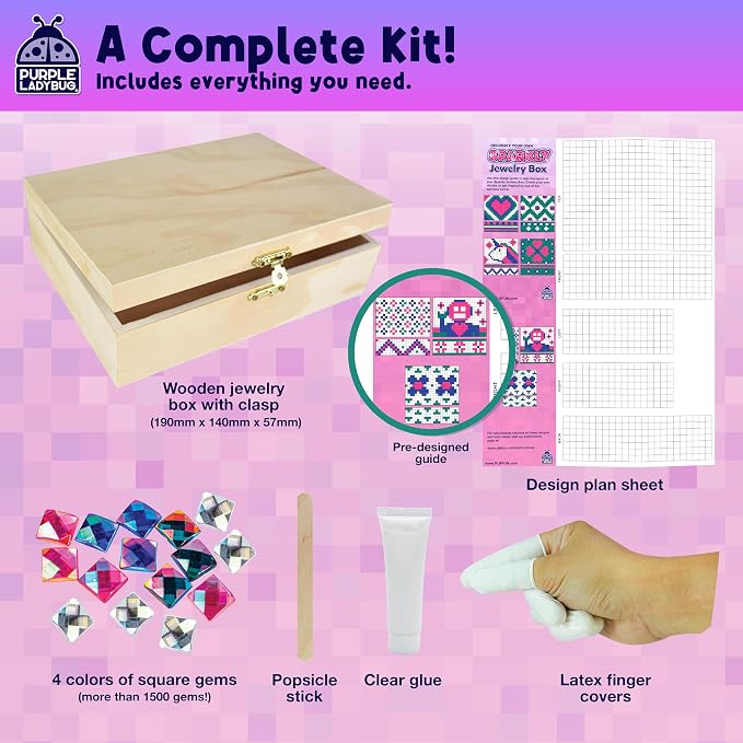 PURPLE LADYBUG Sparkly DIY Wooden Jewelry Box Craft - Image 3