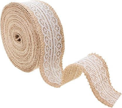 Mandala Crafts Burlap and Lace Ribbon 1 Inch Wide Jute Ribbons - Image 4