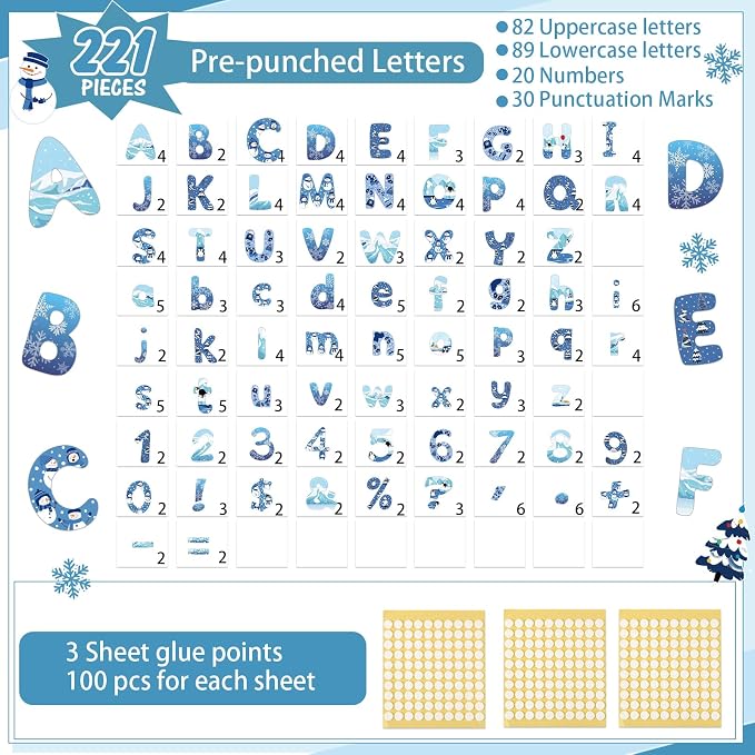 221 Pcs Classroom Bulletin Board Letters Colorful Alphabet Cutouts Number and - Image 2