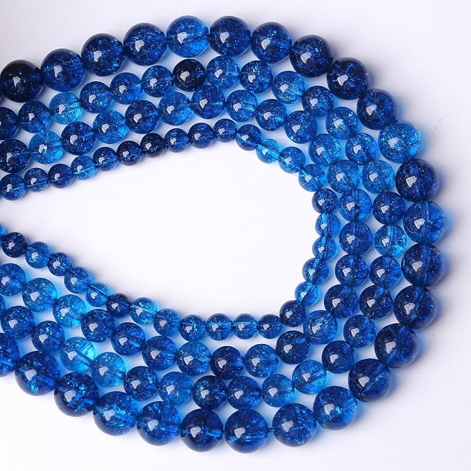 60pcs 6mm Natural Blue Crystal Crackle Quartz Stone Round Loose Beads - Image 3