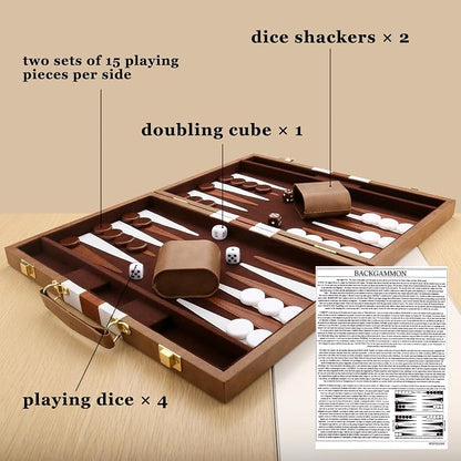 Backgammon Set - Classic Board Game - Portable Travel Strategy Backgammon Game - Image 4