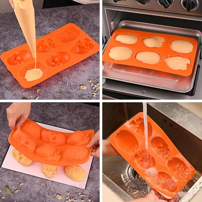 Sakolla Skull Brain and Heart Silicone Mold, 2 Pack Halloween Baking Molds - Image 5