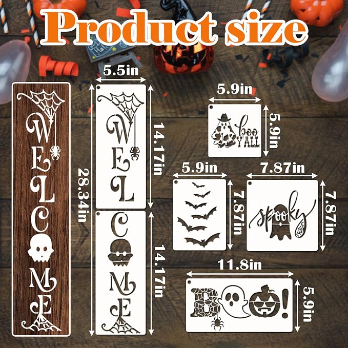 Halloween Stencils for Painting on Wood Door Sign Reusable Large Holiday - Image 6