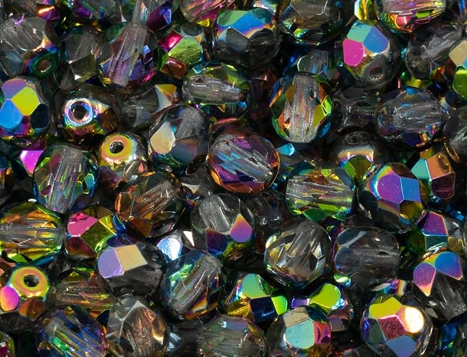 25 pcs Faceted Fire Polished Pressed Czech Glass Beads 8mm, 00030-28137 Crystal by CzechBeadsManufacturer