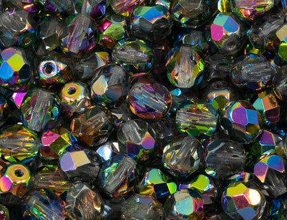 25 pcs Faceted Fire Polished Pressed Czech Glass Beads 8mm, 00030-28137 Crystal by CzechBeadsManufacturer