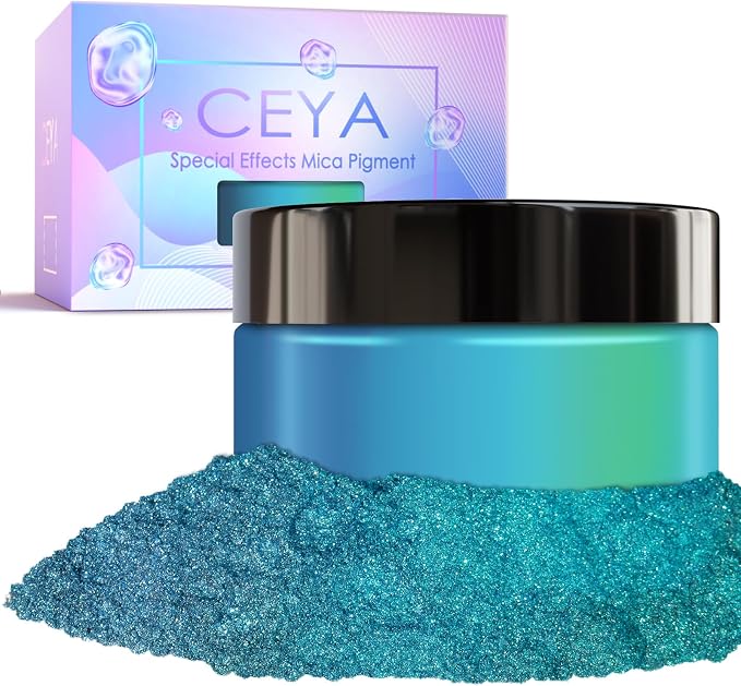 Ceya Highly Chameleon Mica Pigment, 1.8oz/ 50g Peacock Blue Teal Chrome Powder by CEYA