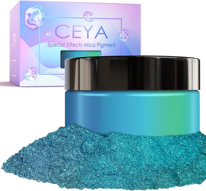 Ceya Highly Chameleon Mica Pigment, 1.8oz/ 50g Peacock Blue Teal Chrome Powder by CEYA