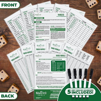 SWOOC Games® - 5 Big Premium Laminated Yardzee & Farkle Score Cards - Large - Image 3