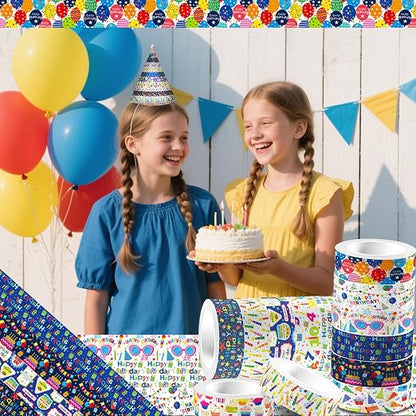 12 Rolls Happy Birthday Washi Tape, Colorful Cake Candles Masking Tapes - Image 7