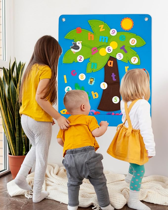 CHEFAN Felt Letter and Number Tree, Coconut Tree Alphabet Game, Felt Story - Image 5