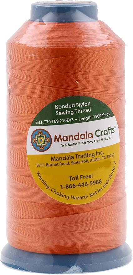 Mandala Crafts Bonded Nylon Thread Orange Heavy Duty Sewing Threads - Image 2