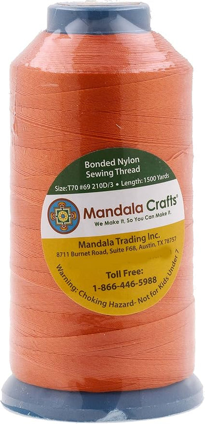 Mandala Crafts Bonded Nylon Thread Orange Heavy Duty Sewing Threads - Image 2