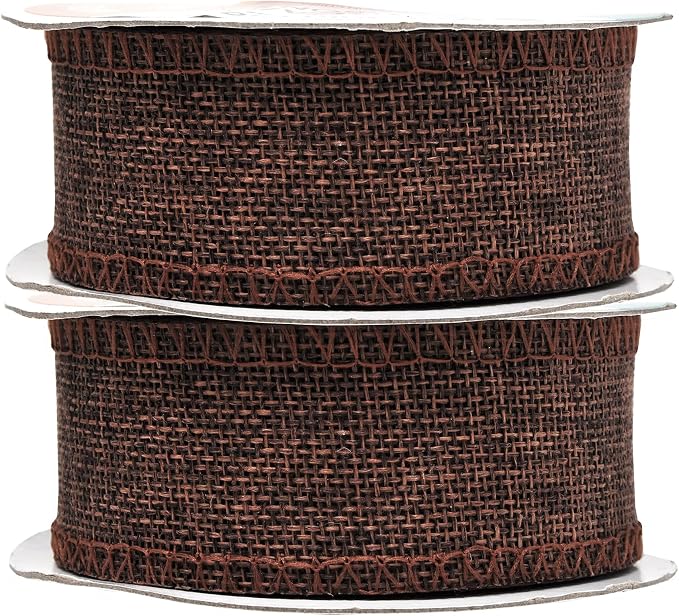 Mandala Crafts Brown Burlap Ribbon 1.5 Inches Wide Jute Ribbons - Image 2
