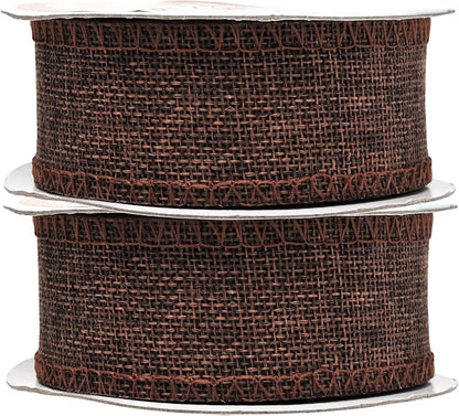 Mandala Crafts Brown Burlap Ribbon 1.5 Inches Wide Jute Ribbons - Image 2