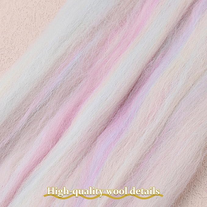 QMNNMA Wool Roving Bulk, 14.1oz Needle Felting Wool, Fiber Roving Wool Top - Image 2