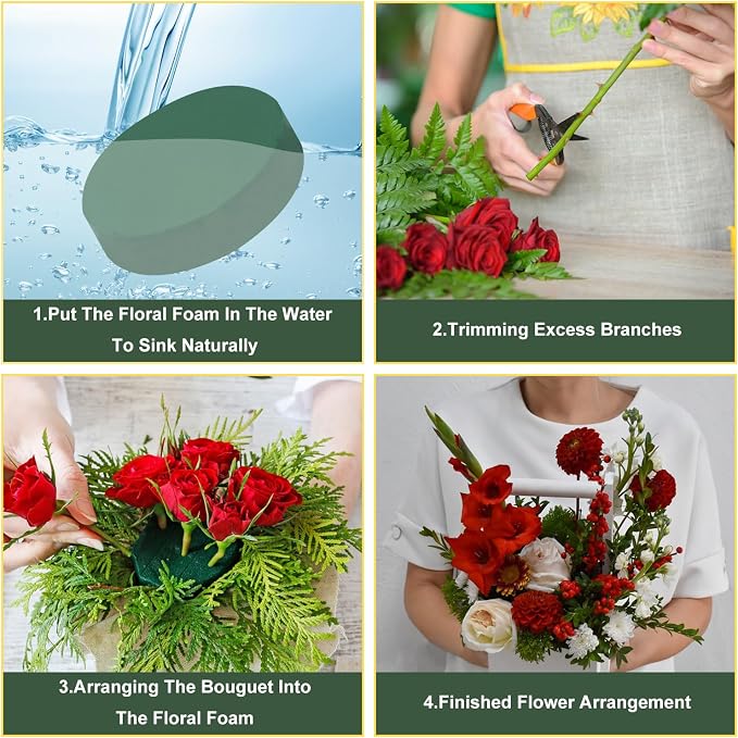 IHDYPPEW 10 PCS Floral Foam Blocks, 7 Inch Large Dry Round Green Floral Foam - Image 3