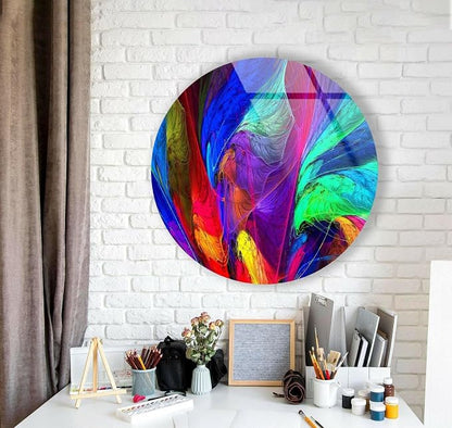 My Photostation.com 31.5'' Diameter Neon Colors Abstract Round Glass Wall Art by MyPhotostation