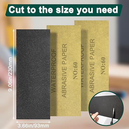 20PCS Sand Paper 60 Grit Sandpaper Sheets, 9 x 3.6 Inch Wet Dry Sandpaper Sheets - Image 2