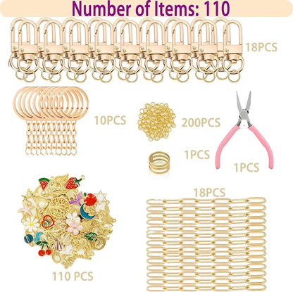 MORWLAT 358 PCS Gold DIY Keychain Making Kit Cute Bag Charm Kit 110 Charms 28 - Image 4
