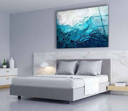 My Photostation.com 30Wx24H'' Blue Waves Abstract Glass Wall ArtTempered Glass - Image 9