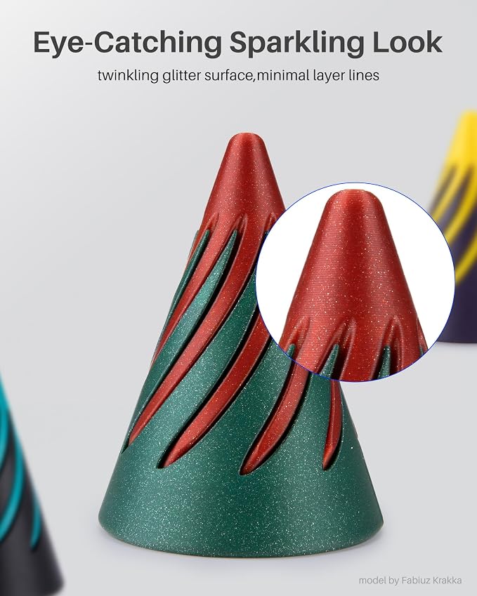ELEGOO PLA Filament 1.75mm 2KG Sparkle Red & Green, Glitter Twinkling 3D - Image 2