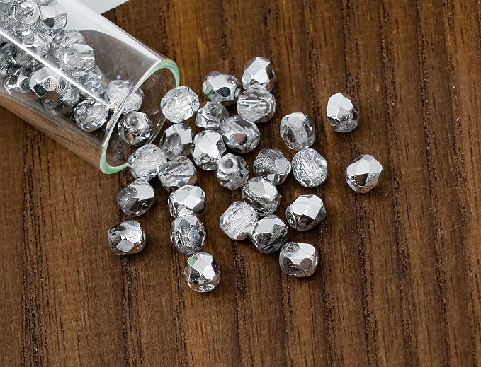 1.76oz Faceted Fire Polished Round Glass Beads 4mm, Czech Republic Bohemian - Image 6