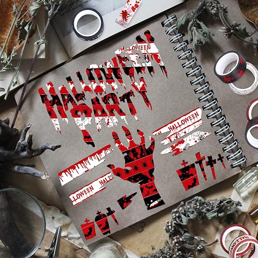 Whaline 12 Rolls Halloween Bloody Washi Tapes Blood Spatter Spooky Bloodstain - Image 6