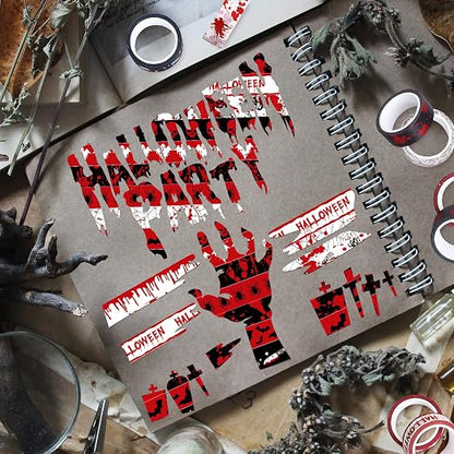 Whaline 12 Rolls Halloween Bloody Washi Tapes Blood Spatter Spooky Bloodstain - Image 6
