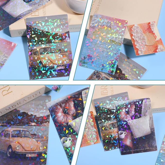 SHENLIU 60 Sheets Holographic Laminate Sheets Clear Glitter Vinyl Sticker Paper - Image 7