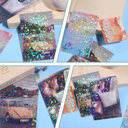 SHENLIU 60 Sheets Holographic Laminate Sheets Clear Glitter Vinyl Sticker Paper - Image 7