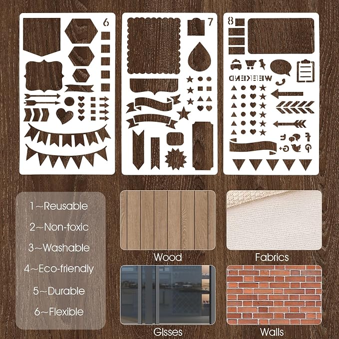 20Pcs Journal Stencils Set, Plastic Planner Journaling Stencils, DIY Drawing - Image 4