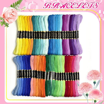 Friendship Bracelet String 50 Skeins Fashionable Rainbow Color Embroidery Floss - Image 2