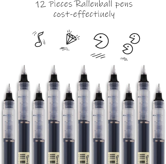 RIANCY Liquid Ink Rollerball Gel Pens, 0.5mm Extra Fine Point Tip, 12ct - Image 6