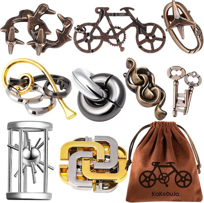 9pcs Metal Puzzle for Adult Disentanglement Puzzles Lock Puzzle Games Set Gift by KaKeDuJa