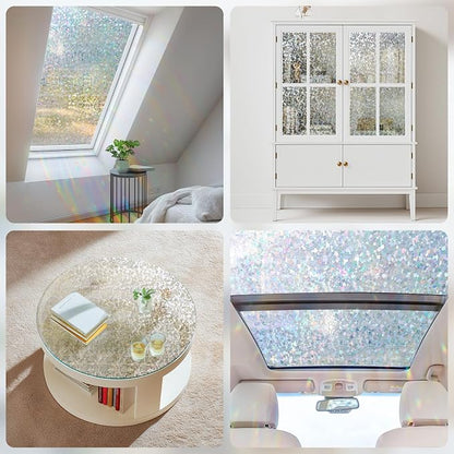 Haton Window Privacy Film, Rainbow Stained Glass Window Clings, 3D Decorative - Image 7