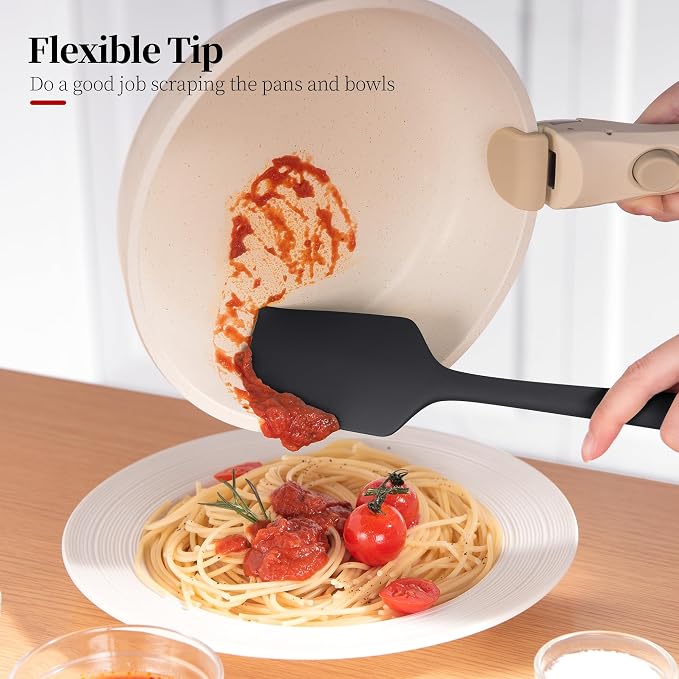 Silicone Flat Spoon Spatula Set, Luxiwise 600ºF Heat Resistant Kitchen Baking - Image 4